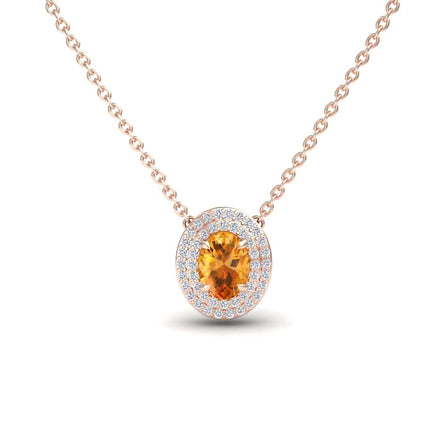 Citrine & Diamond Double Halo Necklace - Abril