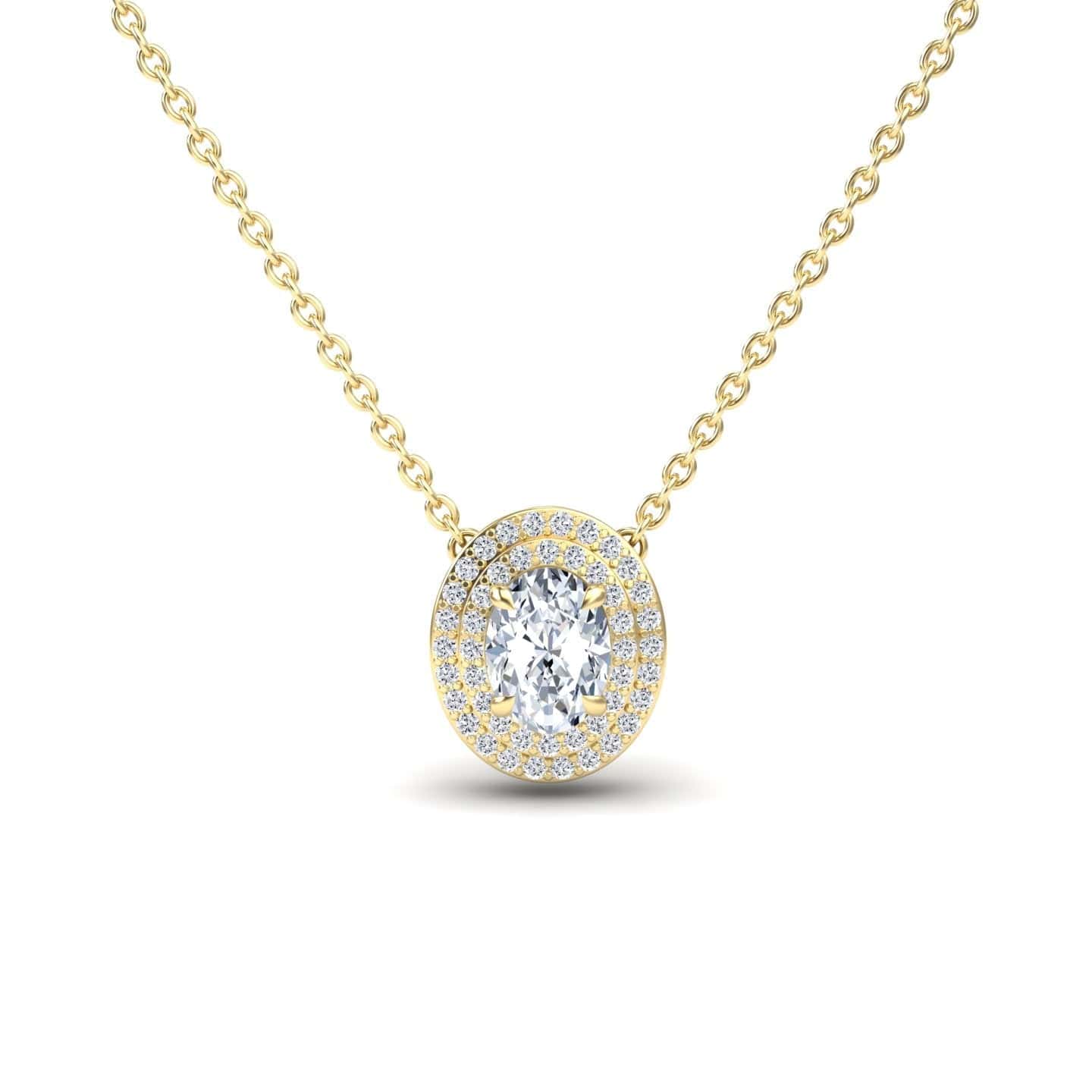 Lab Grown White Diamond Double Halo Necklace - Abril