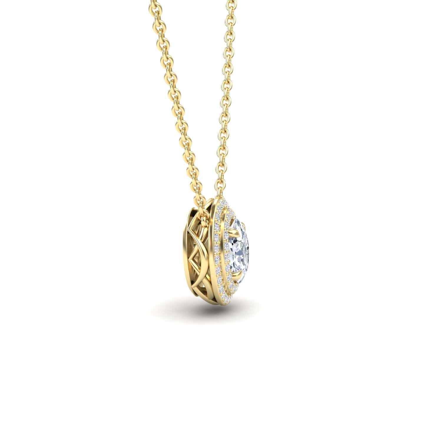Lab Grown White Diamond Double Halo Necklace - Abril