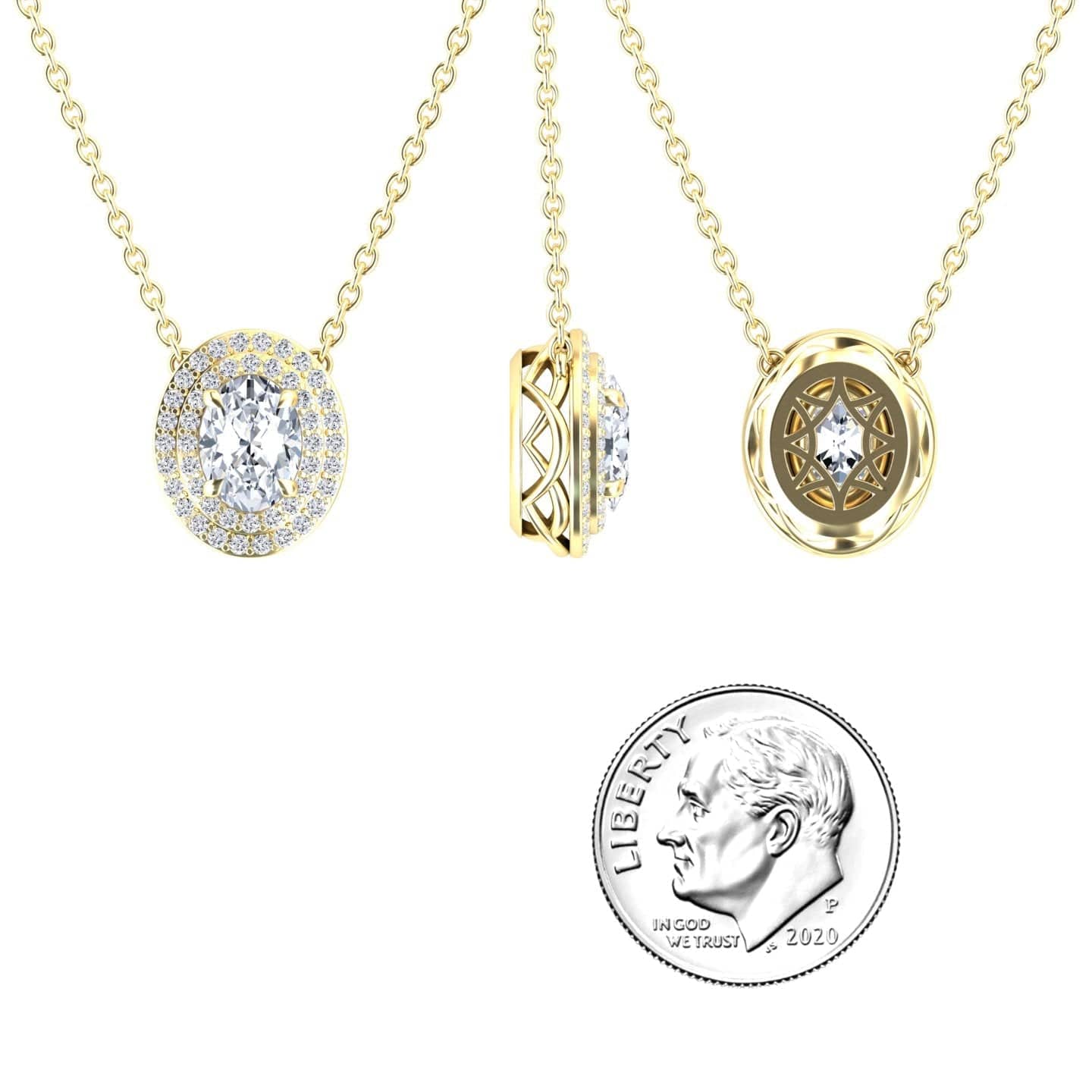 Lab Grown White Diamond Double Halo Necklace - Abril