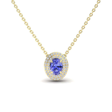 Tanzanite & Diamond Double Halo Necklace - Abril