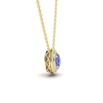 Tanzanite & Diamond Double Halo Necklace - Abril