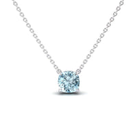 Aquamarine Solitaire Necklace - Breanna