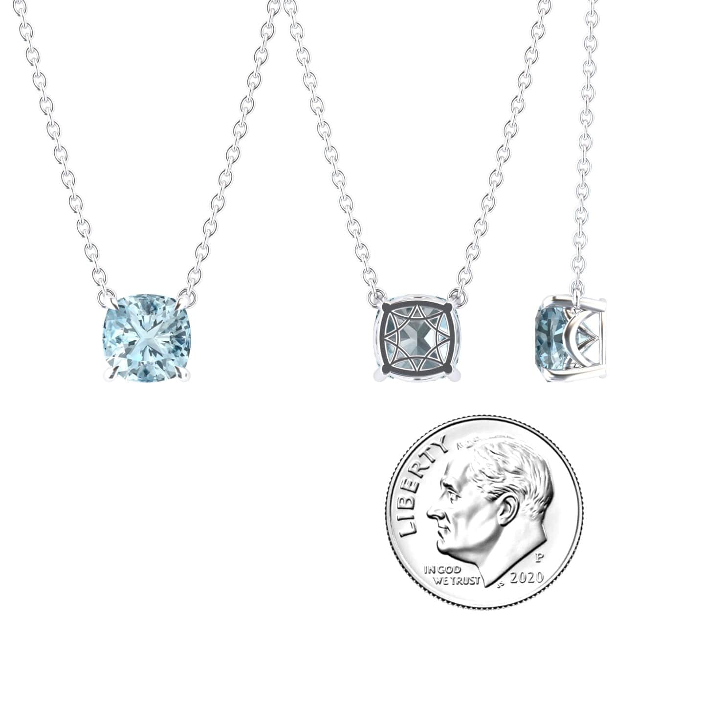 Aquamarine Solitaire Necklace - Breanna