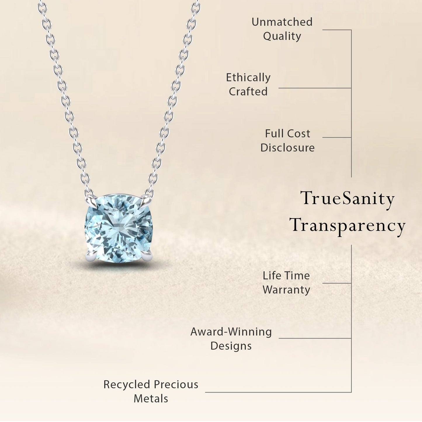 Aquamarine Solitaire Necklace - Breanna