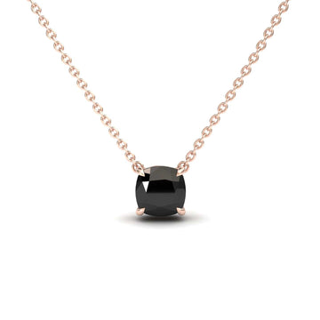 Black Diamond Solitaire Necklace - Breanna