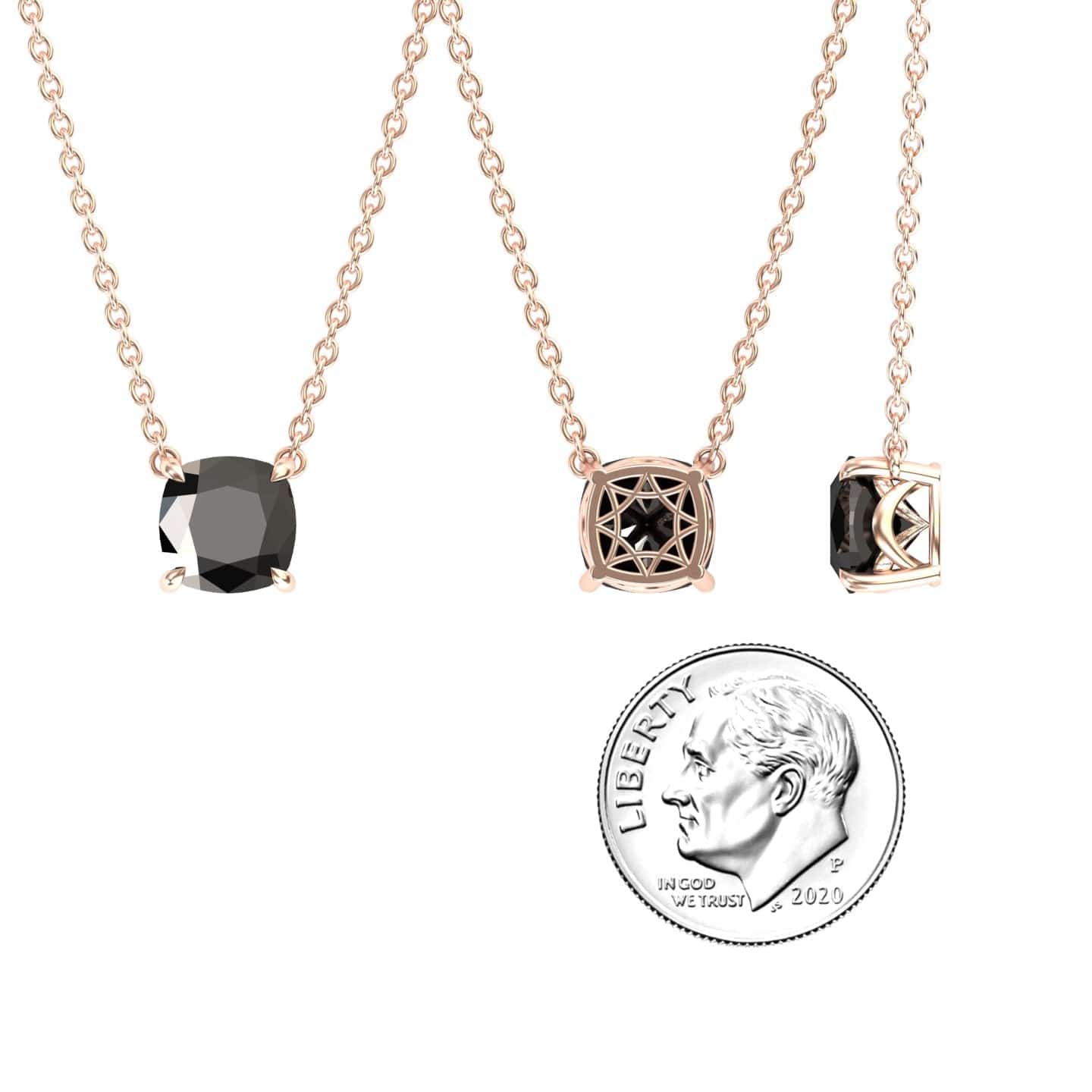 Black Diamond Solitaire Necklace - Breanna