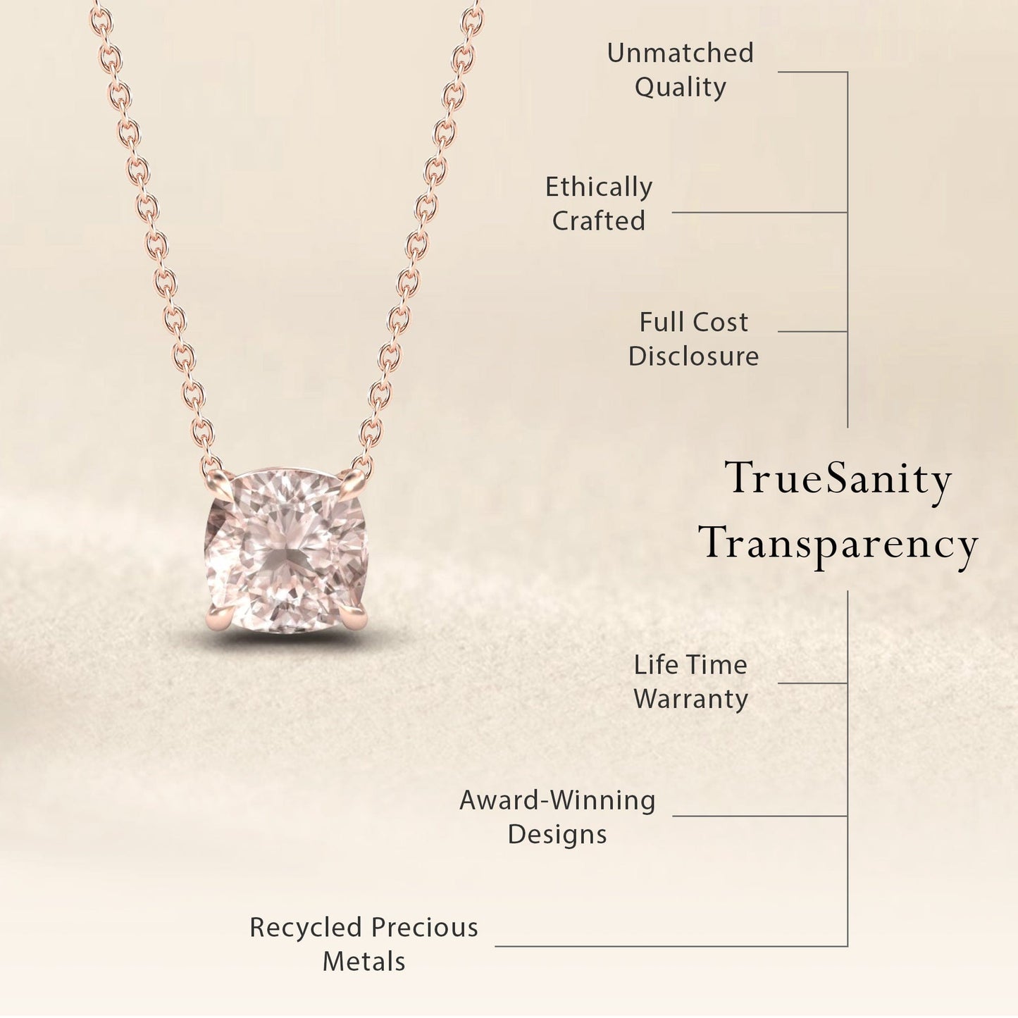 Morganite Solitaire Necklace - Breanna