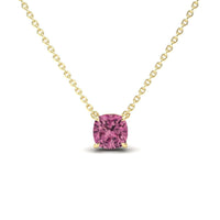 Pink Tourmaline Solitaire Necklace - Breanna