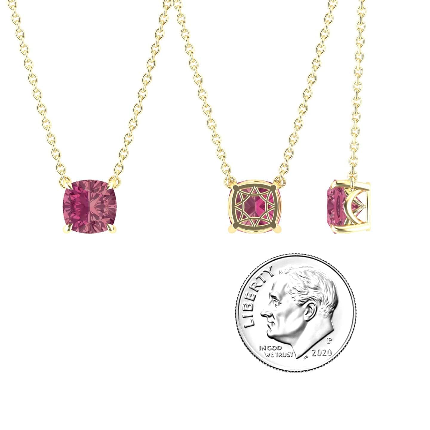Pink Tourmaline Solitaire Necklace - Breanna