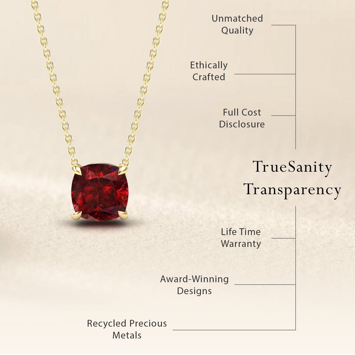Lab Grown Ruby Solitaire Necklace - Breanna