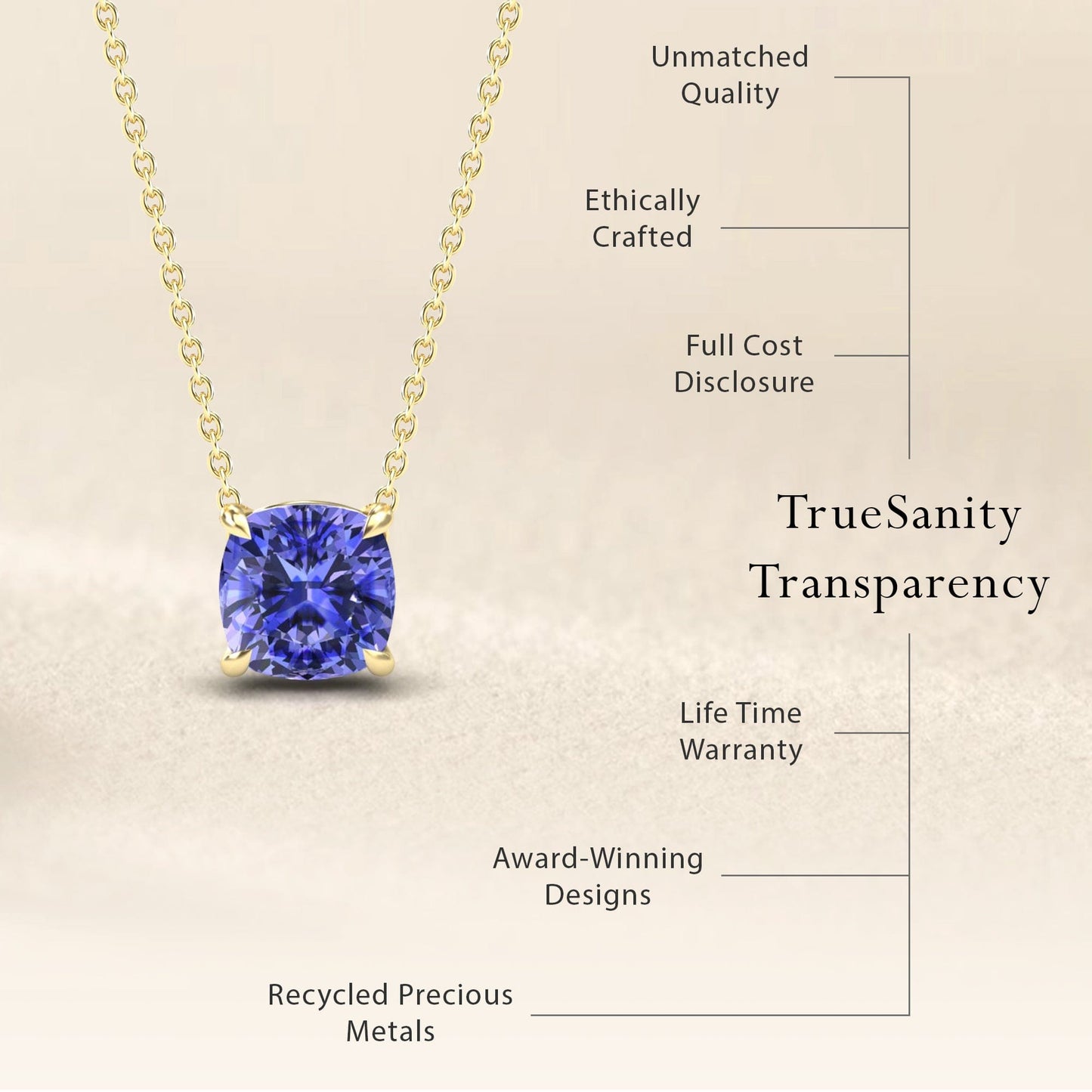 Tanzanite Solitaire Necklace - Breanna