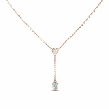 Aquamarine & Diamond Elegant Drop Necklace - Daniela