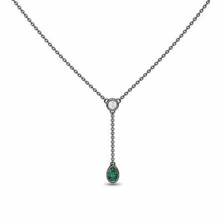 Emerald & Diamond Elegant Drop Necklace - Daniela