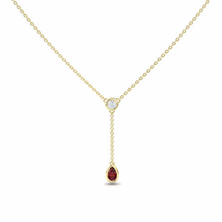 Ruby & Diamond Elegant Drop Necklace - Daniela