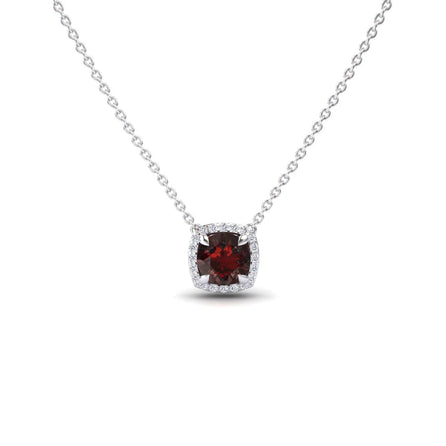 Garnet & Diamond Halo Necklace - Eileen