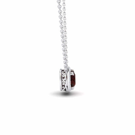 Garnet & Diamond Halo Necklace - Eileen