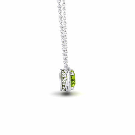 Peridot & Diamond Halo Necklace - Eileen