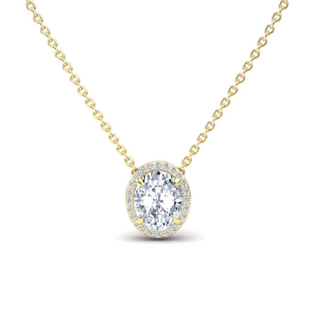 Moissanite & Diamond Halo Necklace - Fabiola