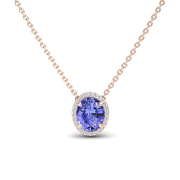 Tanzanite & Diamond Halo Necklace - Fabiola
