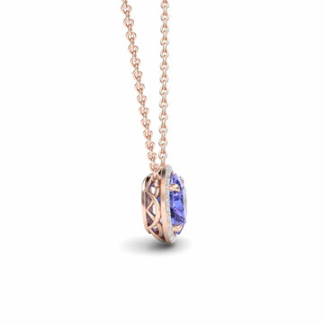 Tanzanite & Diamond Halo Necklace - Fabiola
