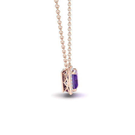 Amethyst & Diamond Halo Necklace - Gabriella