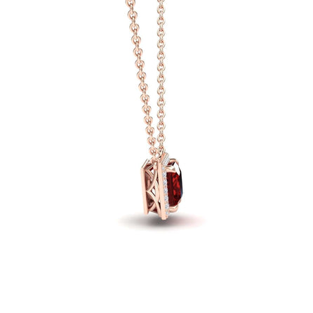 Lab Grown Ruby & Diamond Halo Necklace - Gabriella