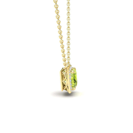 Peridot & Diamond Halo Necklace - Gabriella