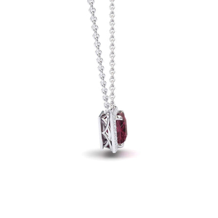 Rhodolite Garnet & Diamond Halo Necklace - Gabriella