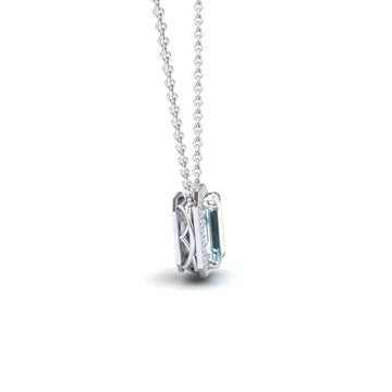 Aquamarine & Diamond Halo Necklace - Hilary