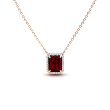 Garnet & Diamond Halo Necklace - Hilary