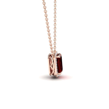 Garnet & Diamond Halo Necklace - Hilary