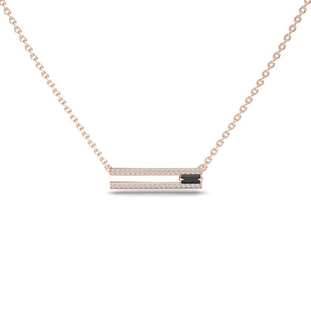 Black & White Diamond Bar Necklace - Beatriz