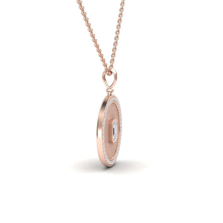 White Diamond Textured Medallion Necklace - Jasmine