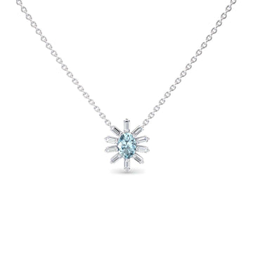 Aquamarine & Diamond Starburst Necklace - Laura