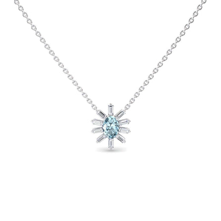 Aquamarine & Diamond Starburst Necklace - Laura