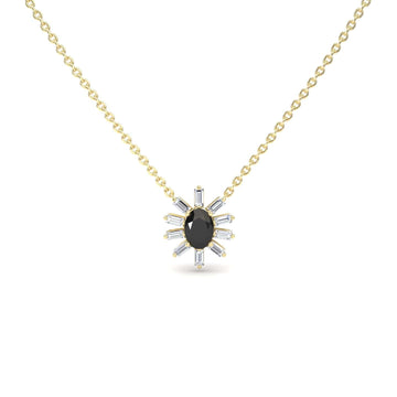 Black & White Diamond Starburst Necklace - Laura