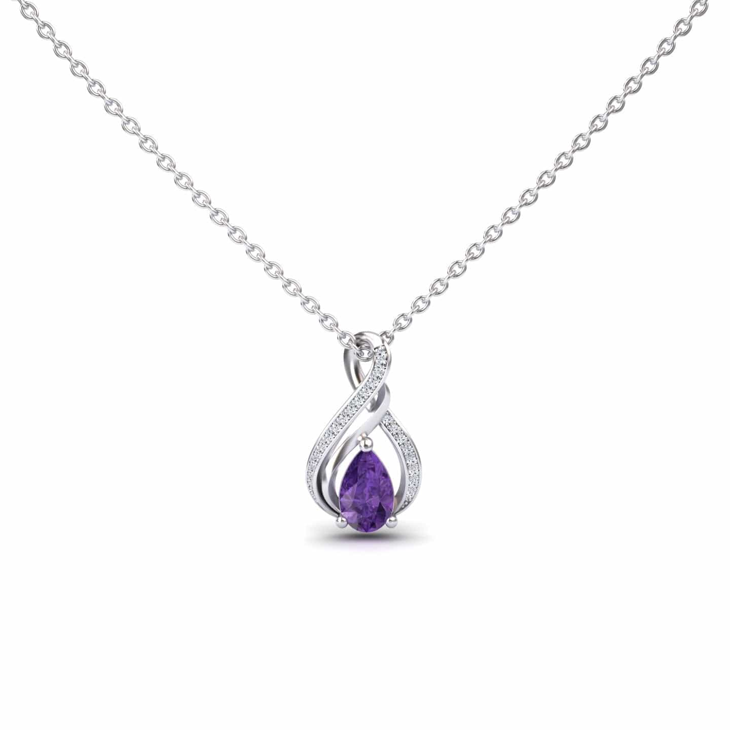 Amethyst & Diamond Infinity Twist Necklace - Maddison