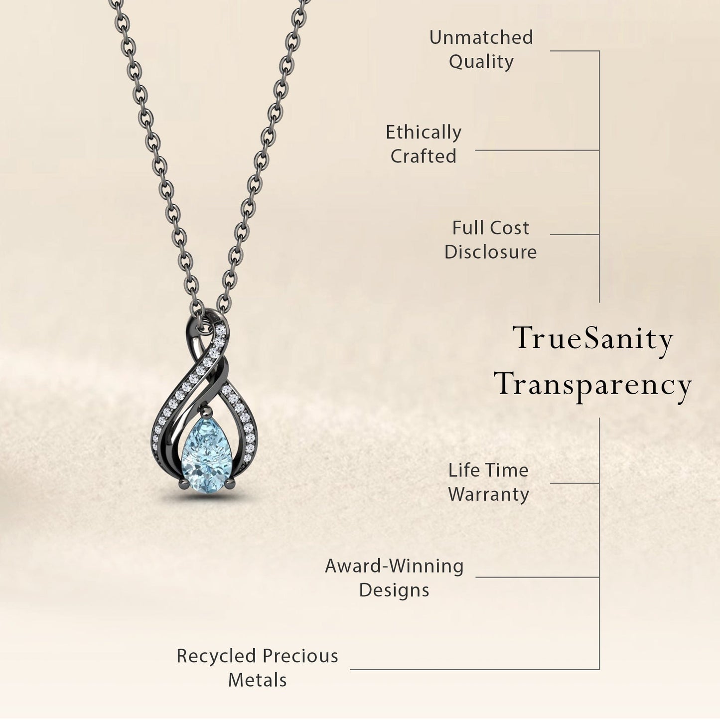 Aquamarine & Diamond Infinity Twist Necklace - Maddison