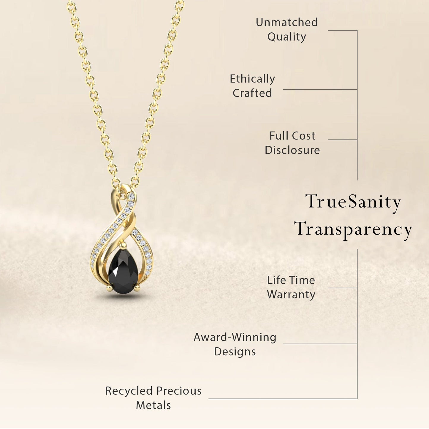 Black & White Diamond Infinity Twist Necklace - Maddison