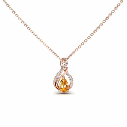 Citrine & Diamond Infinity Twist Necklace - Maddison