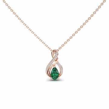 Emerald & Diamond Infinity Twist Necklace - Maddison