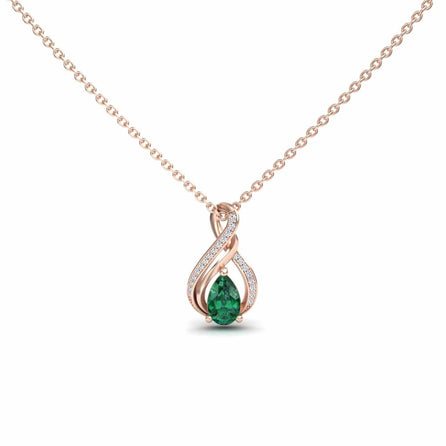 Emerald & Diamond Infinity Twist Necklace - Maddison