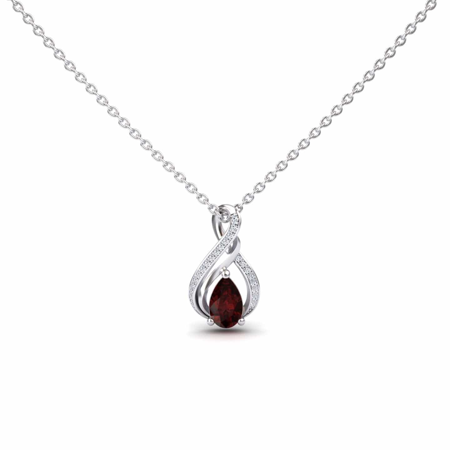 Garnet & Diamond Infinity Twist Necklace - Maddison