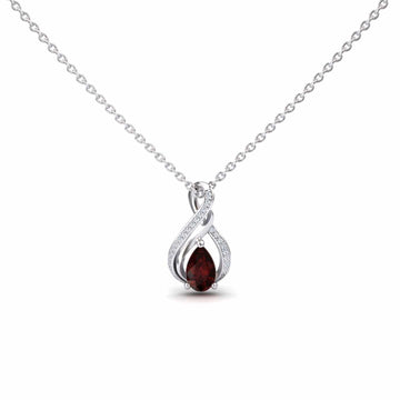 Garnet & Diamond Infinity Twist Necklace - Maddison
