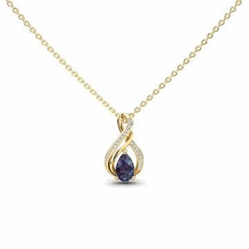 Lab Grown Alexandrite & Diamond Infinity Twist Necklace - Maddison