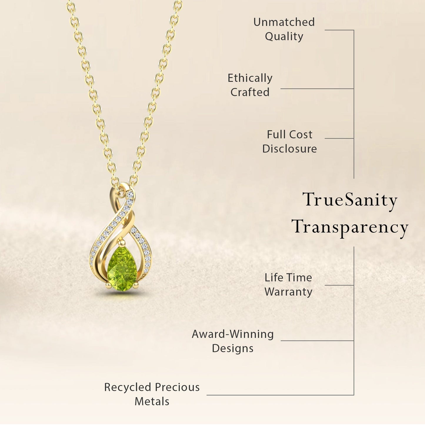 Peridot & Diamond Infinity Twist Necklace - Maddison