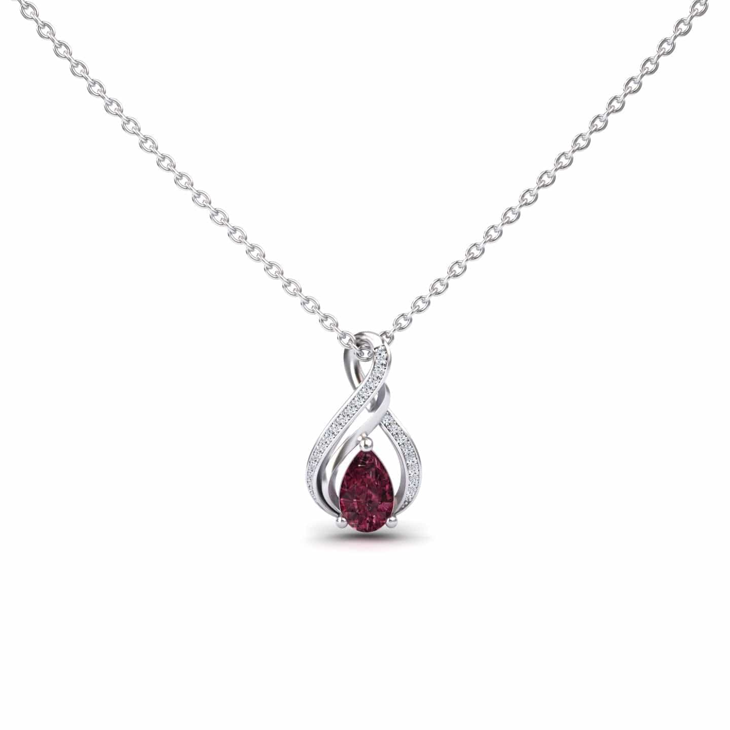 Rhodolite Garnet & Diamond Infinity Twist Necklace - Maddison