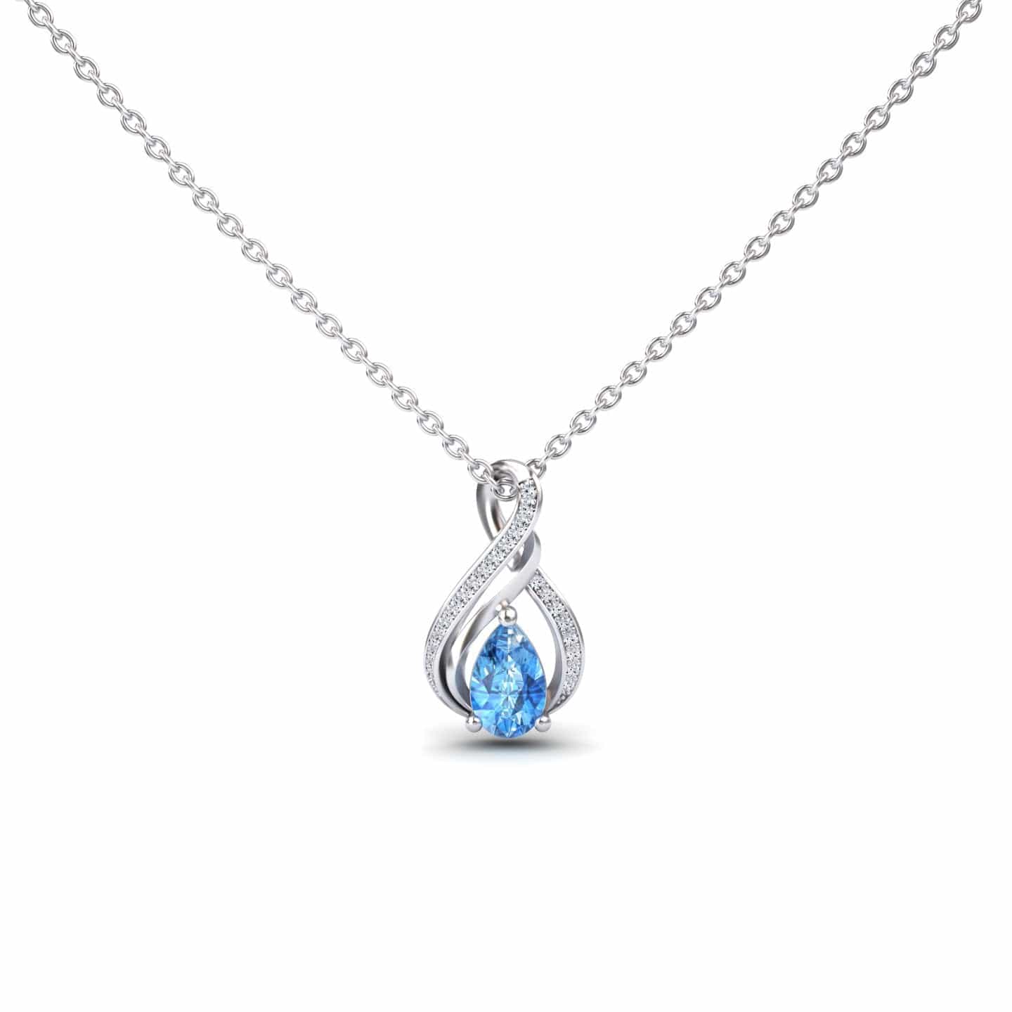 Swiss Blue Topaz & Diamond Infinity Twist Necklace - Maddison