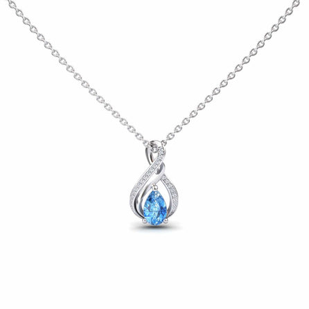 Swiss Blue Topaz & Diamond Infinity Twist Necklace - Maddison
